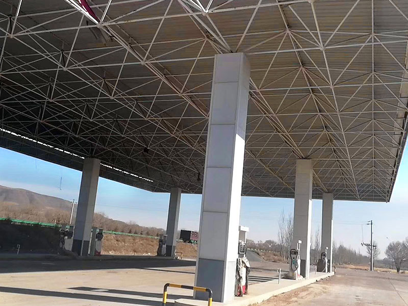 Gas station grid canopy