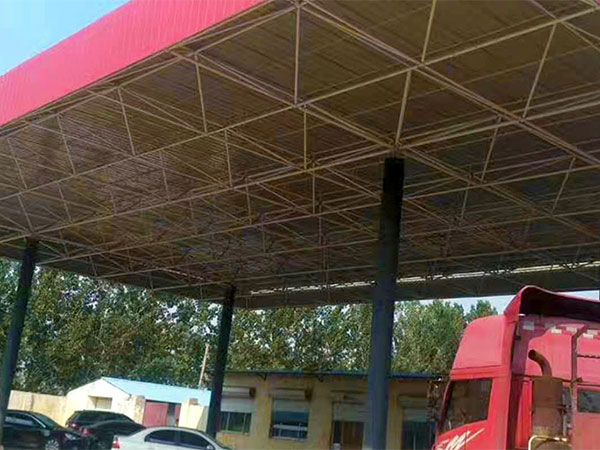 Gas station grid canopy
