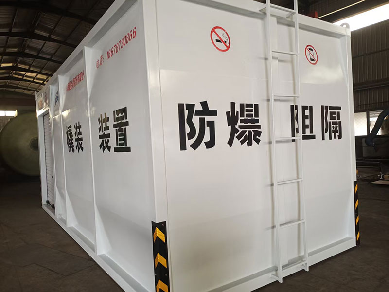 Explosion-proof barrier skid-mounted refueling device