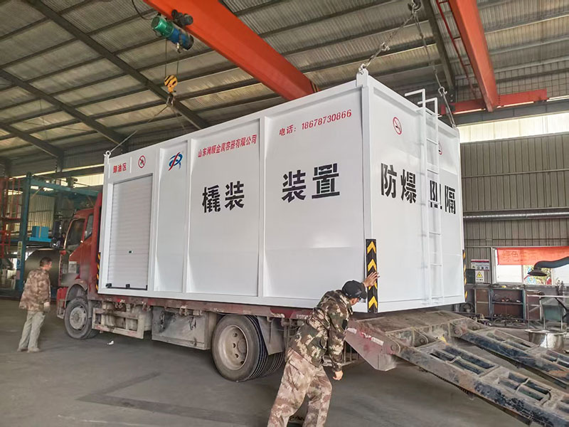 Explosion-proof barrier skid-mounted refueling device