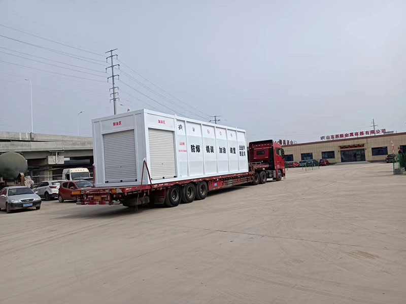 Explosion-proof barrier skid-mounted refueling device