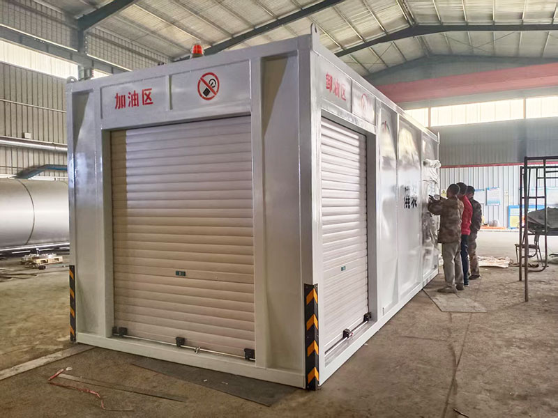 Explosion-proof barrier skid-mounted refueling device